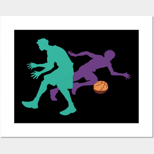 Left Hand Layup Xing Ze Hu Cool Purple and Green Silhouette Graphic Posters and Art